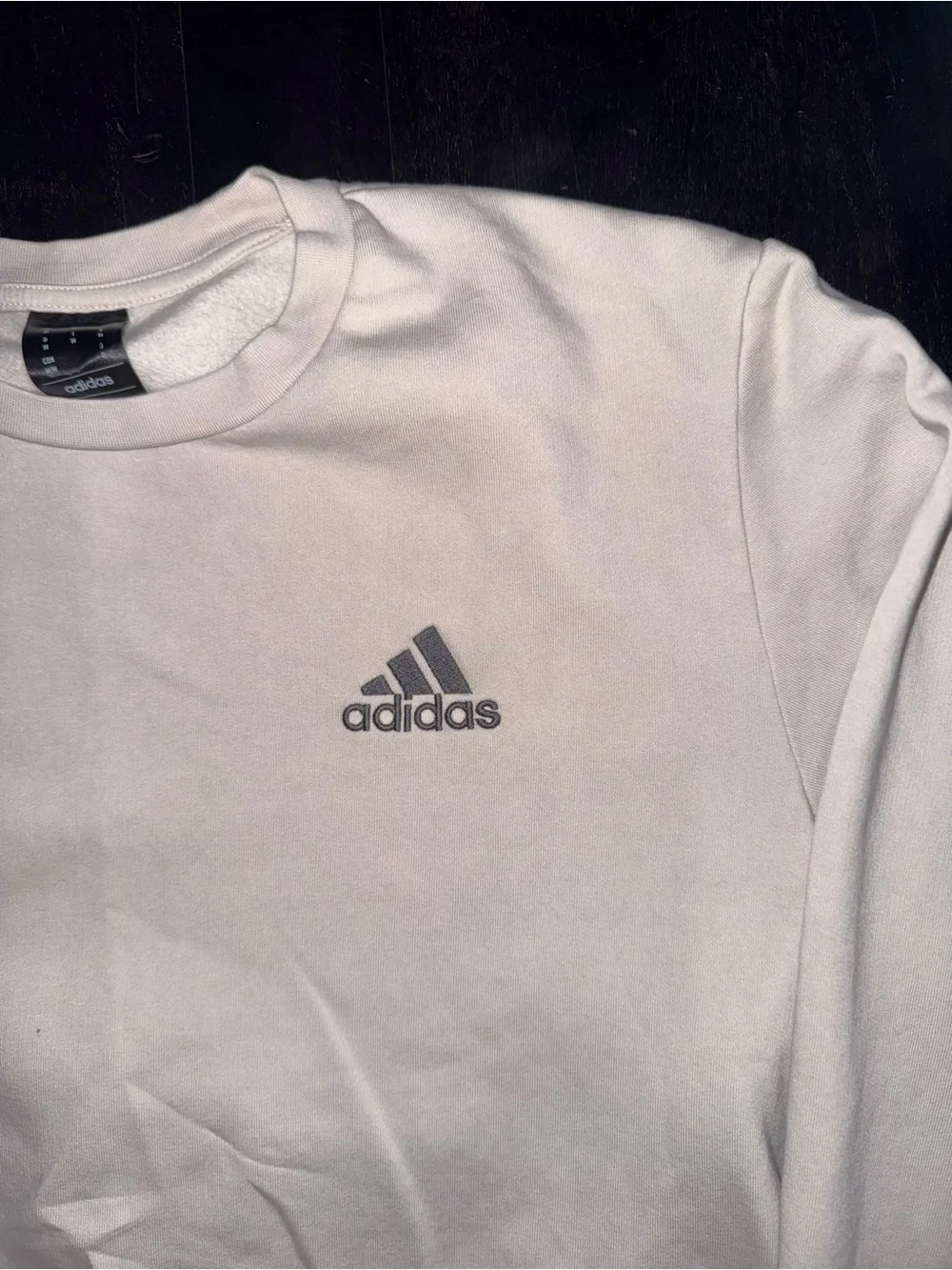 adidas White Crewneck Sweatshirt with Small Logo